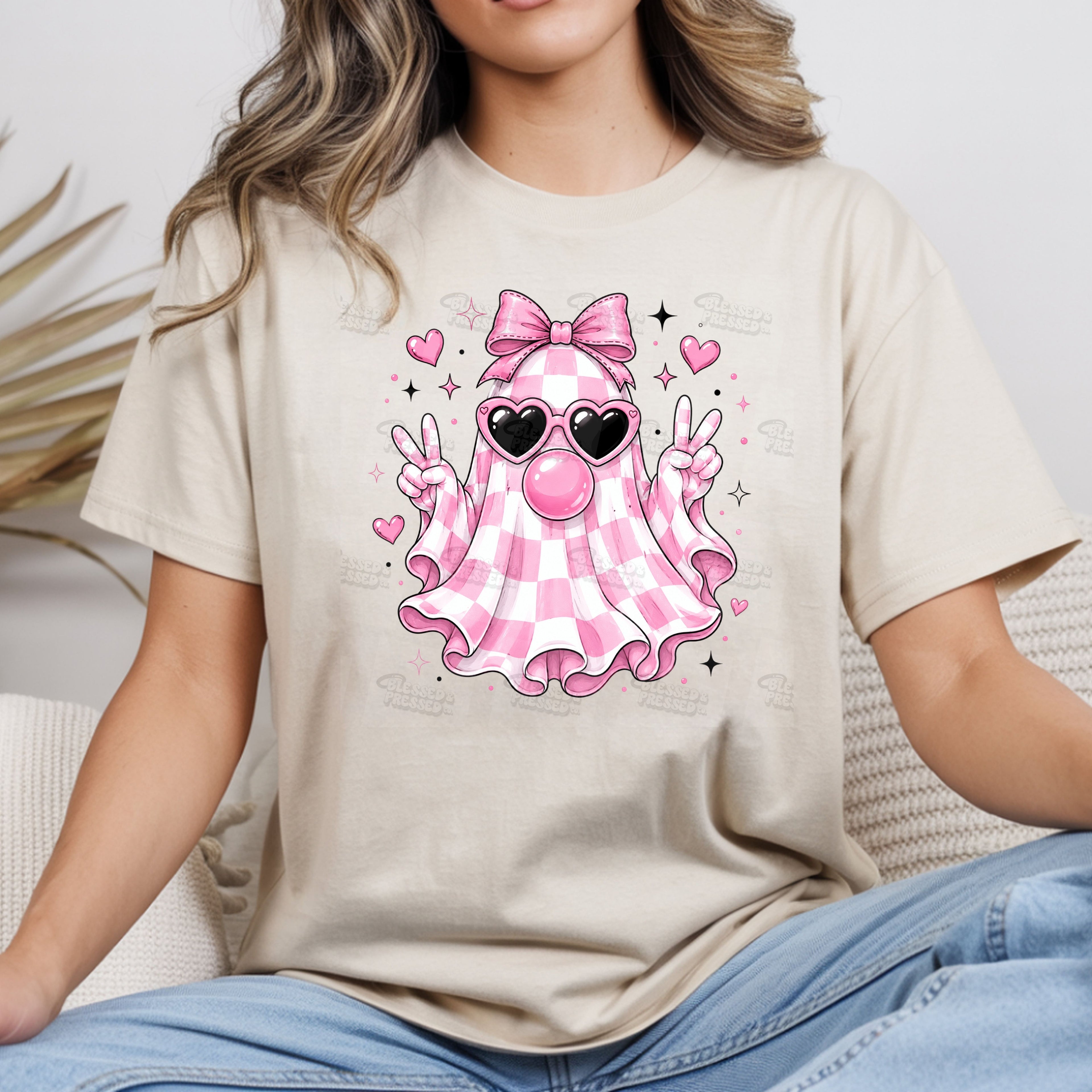 Pink Checkered Ghost Coquette Design