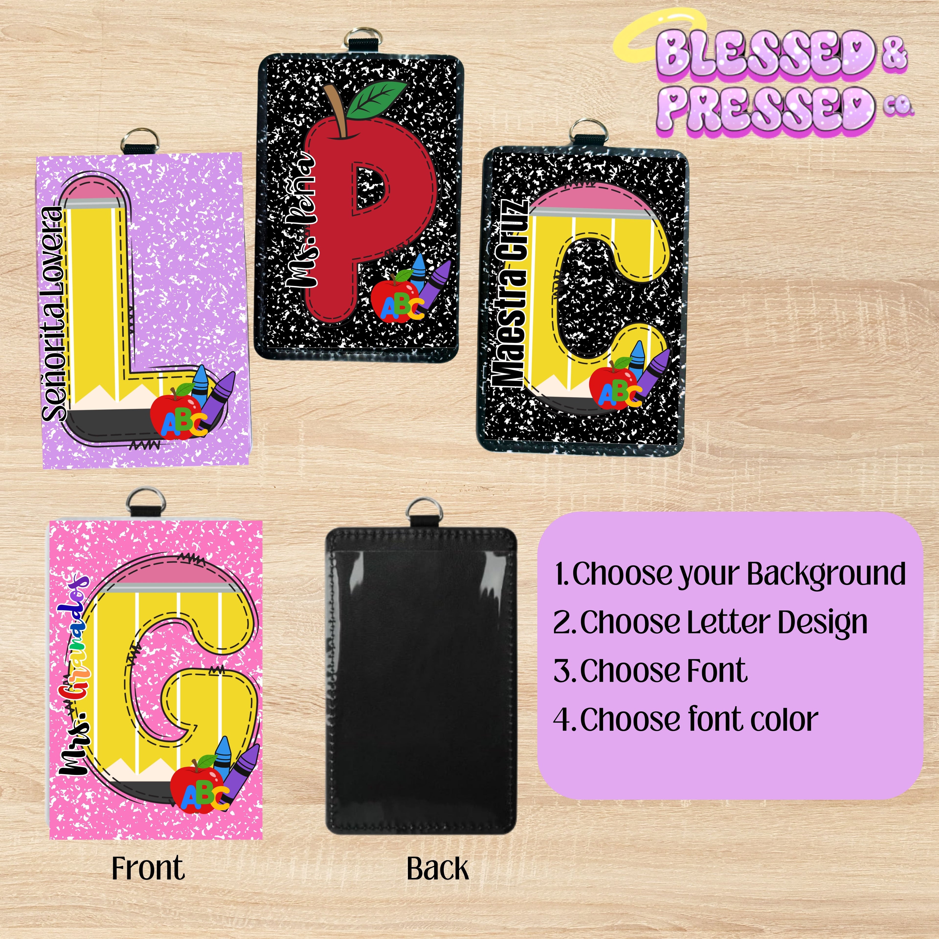 Personalized Teacher Vertical ID Holder
